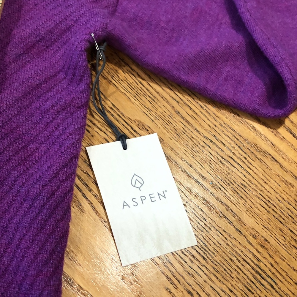 Aspen Extra Fine 100% Merino Wool Purple Sweater Chevron Texture Women’s Large - Picture 5 of 10